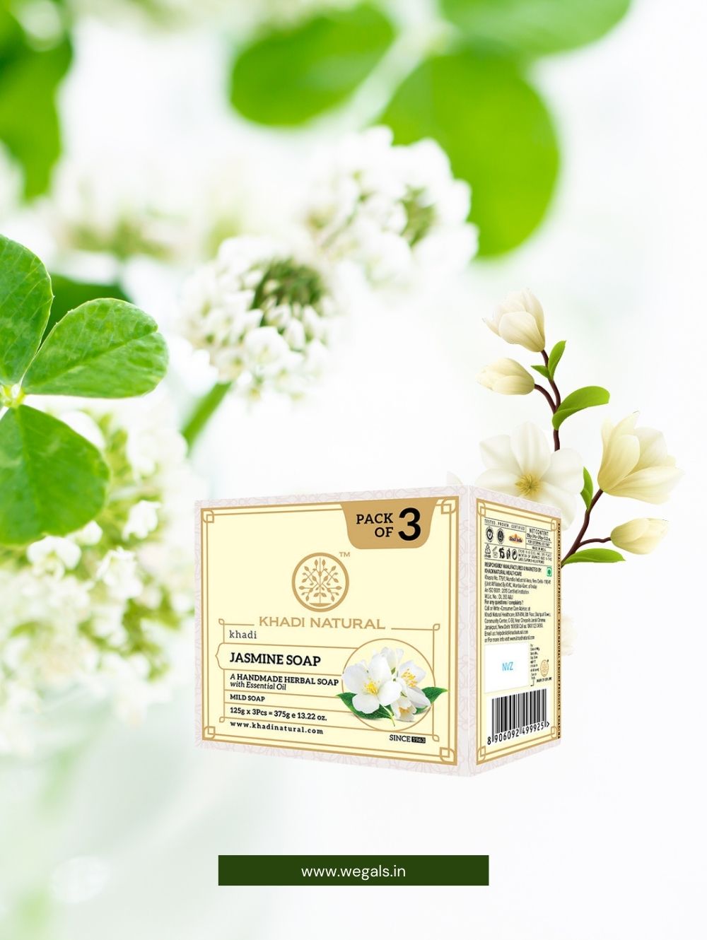 Ayurvedic Khadi Natural Herbal Jasmine Soap (Pack Of 3)
