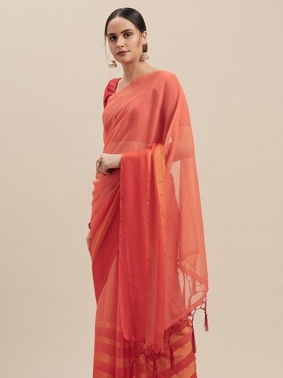 Hand loom Cotton Solid Printed Sari