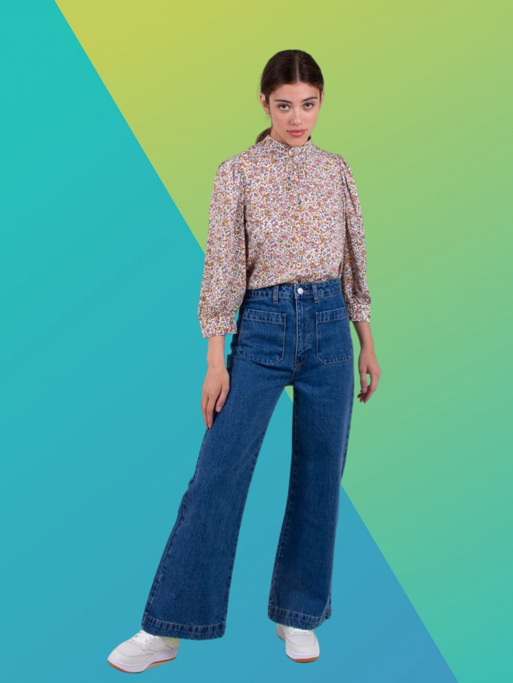 Solid blue | Straight high waist denim jeans