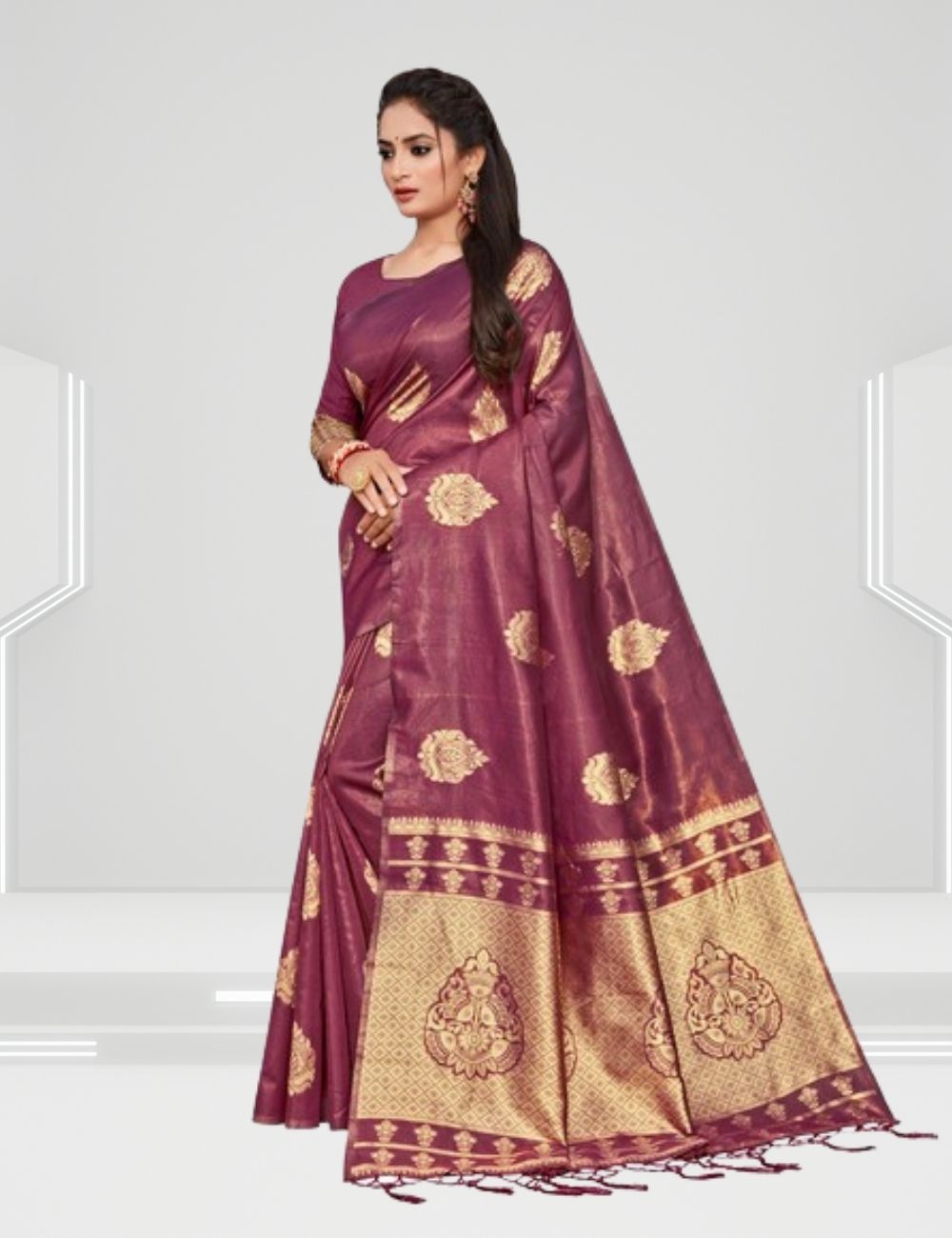 Ethnic printed silk saree 